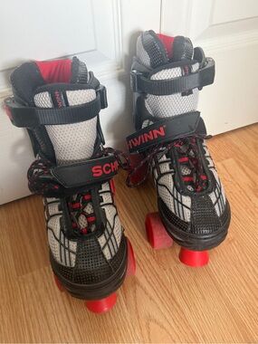 Schwinn Kids Black, Gray and Red Quad Roller Skates Size 1-4